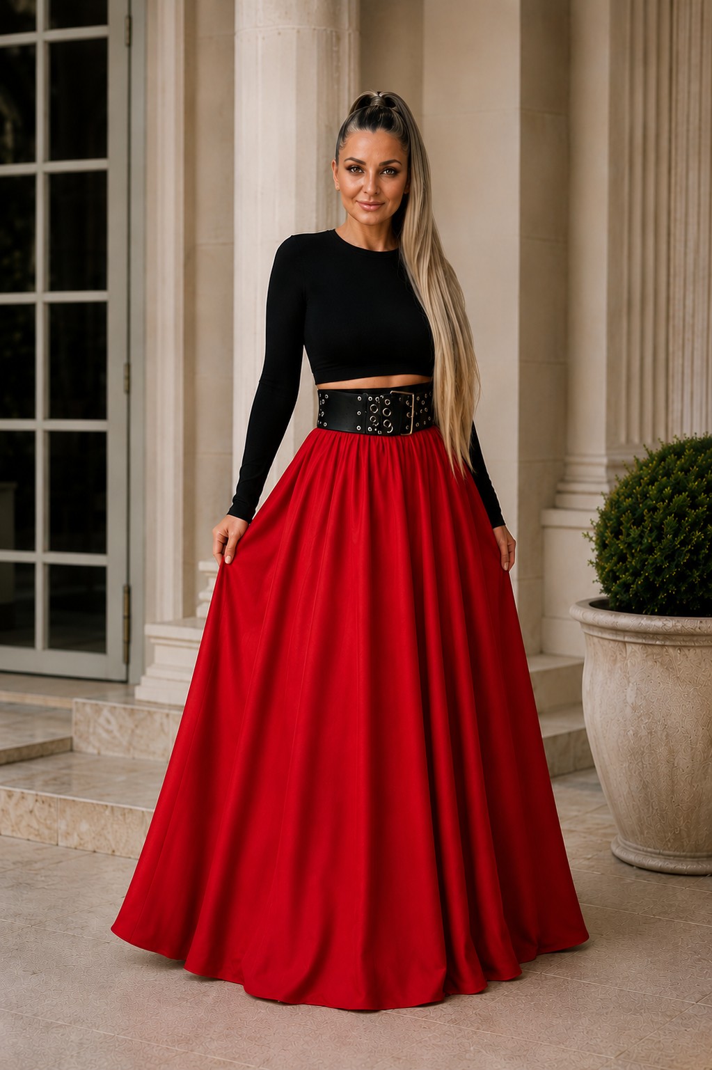 Dlouhá sukně - maxi sukně BOROS-SK-L-RED 07